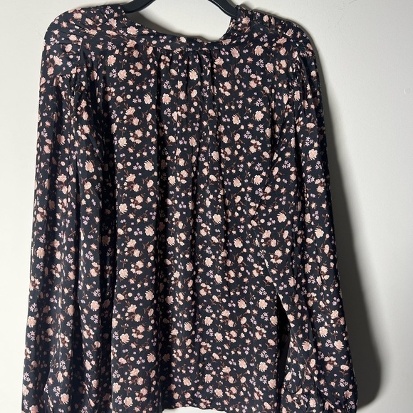 Levi’s Black Floral Marianna Donna Floral Dusty Caviar Printed Tie-Neck Top XXL - Picture 7 of 8